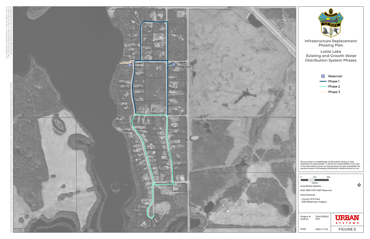 The County of St. Paul phased approach for water and wastewater infrastructure replacements and upgrades for the Hamlet of Lottie Lake as part of the LAM Water project.