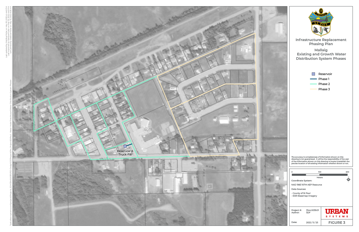The County of St. Paul phased approach for water and wastewater infrastructure replacements and upgrades for the Hamlet of Mallaig as part of the LAM Water project.