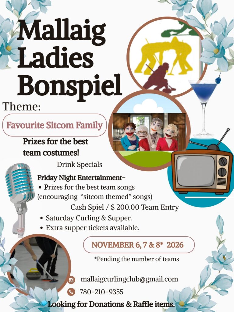 Mallaig Curling event poster for Ladies Bonspiel from November 6-8, 2026