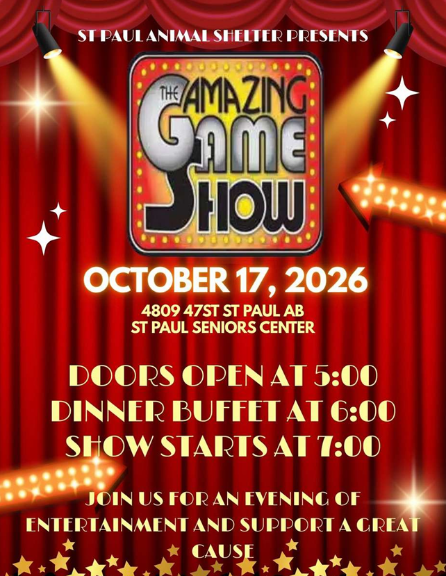 St. Paul Animal Shelter event poster for The Amazing Gameshow on October 17, 2026