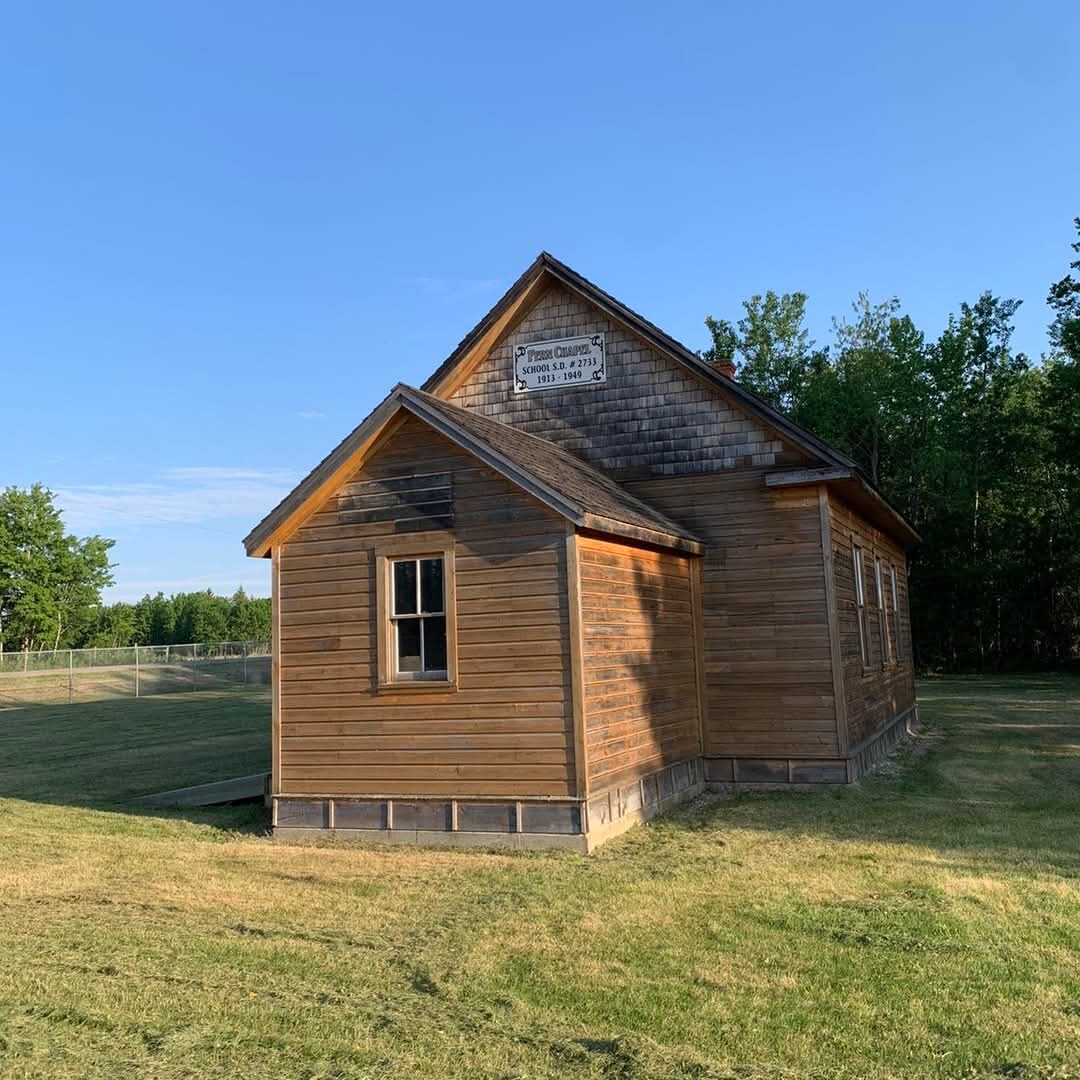 Fern Chapel School, built in 1913 by early settlers and preserved in Ferguson Flats, Alberta